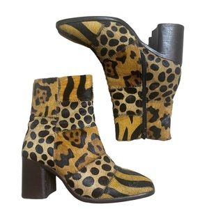 ASOS DESIGN Replace leather square toe boots in animal mix
